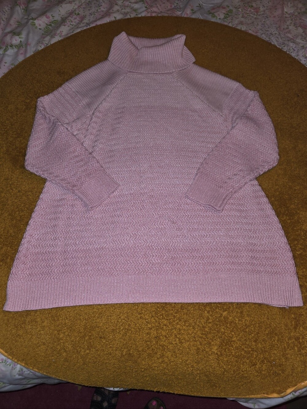 H by Halston Pink Textured Knit Chevron Turtleneck Sweater Sz XL NWOT
